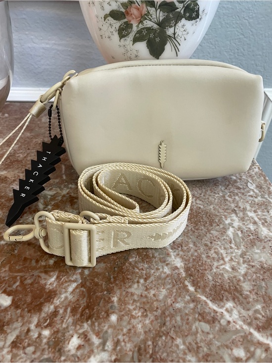 Thacker Handbags - Thacker Light Cream Crossbody Bag with Branded Wide Strap